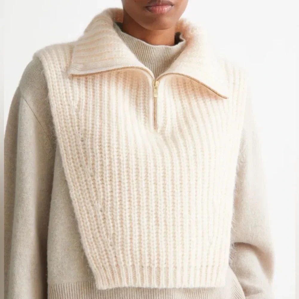 & Other Stories Wool/Mohair Polo- Neck Knit Collar Brown